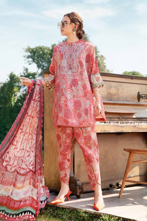 MPT-2513-A | M.Prints Lawn Print Embroidered 3PC | MARIA B