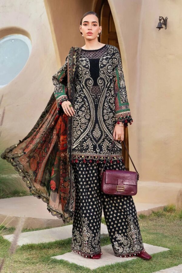 MPT-2512-B | M.Prints Lawn Print Embroidered 3PC | MARIA B