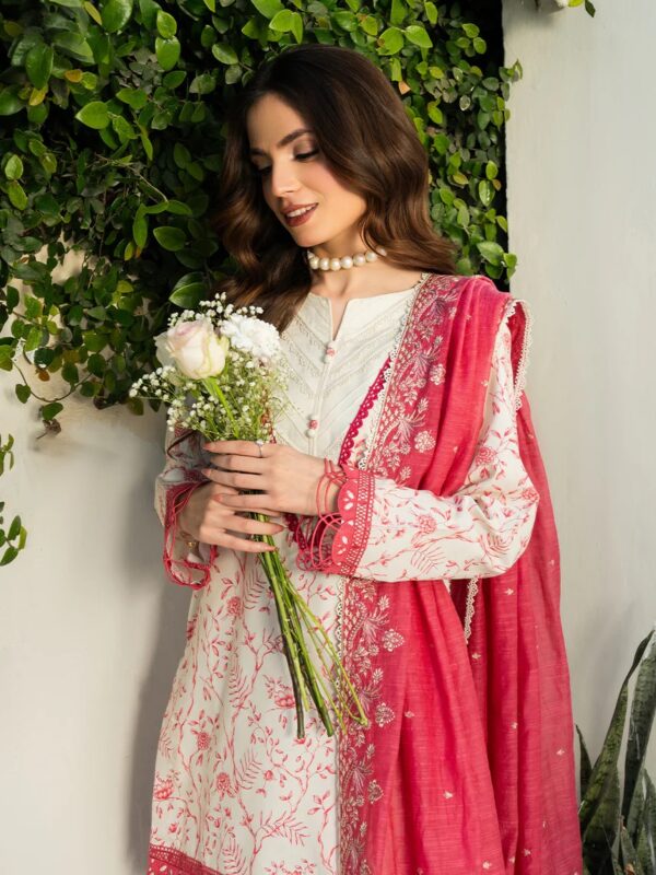 INES | F&F Prints By Faiza Faisal | 3PC Lawn - Image 3