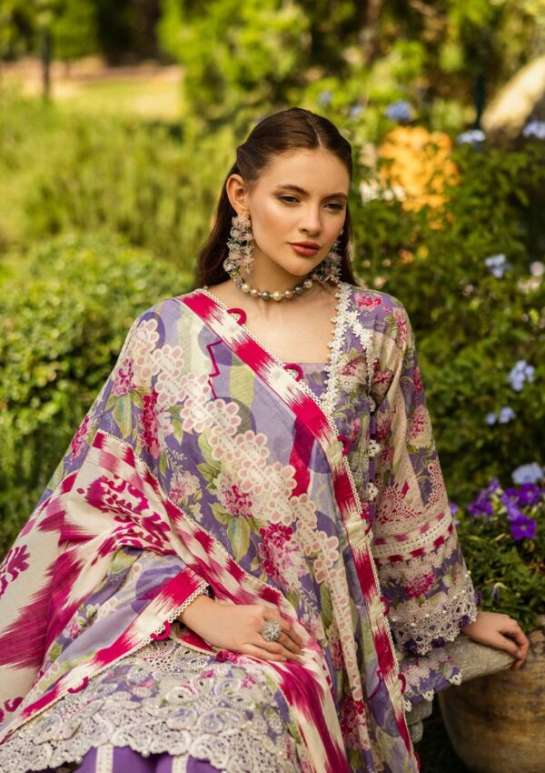 ELK-02A Periwinkle | Print Chikankari Lawn Edit'25 BY ELAF - Image 3