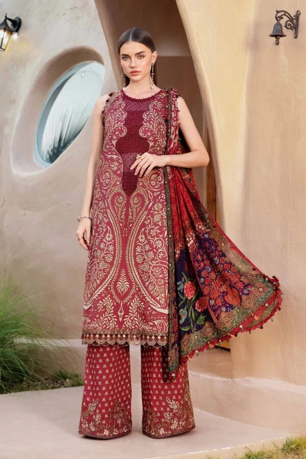 MPT-2512-A | M.Prints Lawn Print Embroidered 3PC | MARIA B