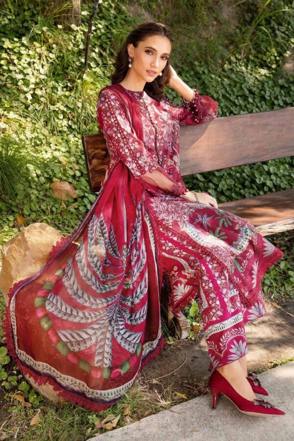 MPT-2514-B | M.Prints Lawn Print Embroidered 3PC | MARIA B - Image 2