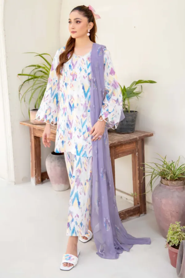 D04 | Ziva Embroiderd Lawn'25 | Humdum