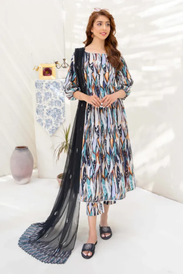 D06 | Ziva Embroiderd Lawn'25 | Humdum