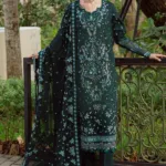 MEV-45 B (GREEN) | Lovella Embroidered Viscose | Marjjan