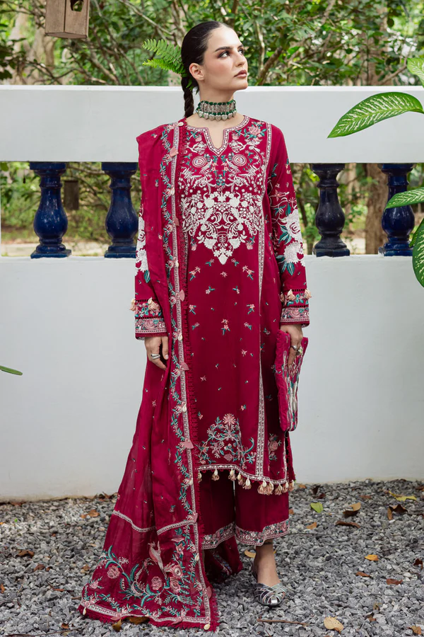 MEV-46 A (REDDISH) | Lovella Embroidered Viscose | Marjjan