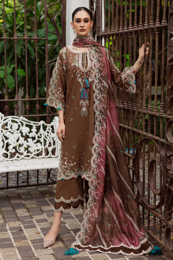 MEV-47 B (COFFEE) | Lovella Embroidered Viscose | Marjjan